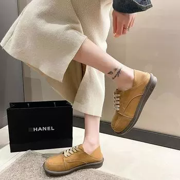 Кроссовки с широким носком, женские кроссовки на шнуровке для девочек, кроссовки Harajuku Half Slipper, женские кроссовки из искусственной кожи, вулканизированные кроссовки 35 бежевый