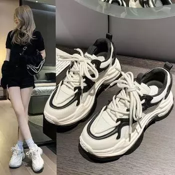 Кроссовки с толстой подошвой Pops женские весенние кроссовки Muffin повседневные спортивные кроссовки для увеличения роста Show Foots маленькие кроссовки 35 бежевый