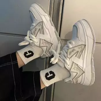 Кроссовки с толстой подошвой, увеличивающие высоту, повседневная обувь, модная белая обувь 36