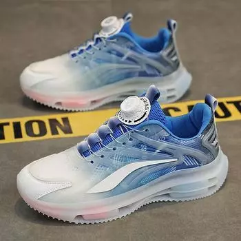 Кроссовки с воздушной подушкой для всей ладони, мужские летние кроссовки с мягкой подошвой, дышащая сетка, универсальные, новинка 2025 года, модная обувь для старшей школы 32 небесно-голубой