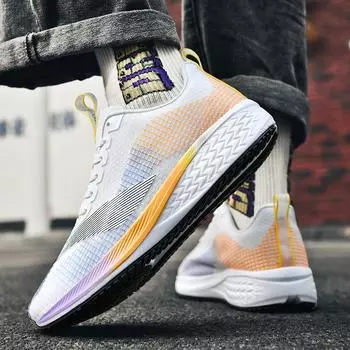 Кроссовки сетчатые мужские летние новые летающие плетеные кроссовки дышащие нескользящие амортизирующие спортивные туфли мужские туфли 38