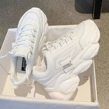 Кроссовки спортивные на шнуровке кожаные высокие на платформе женская обувь спортивная обувь для женщин белая дешевая весна новое поступление 2024 39 F 35