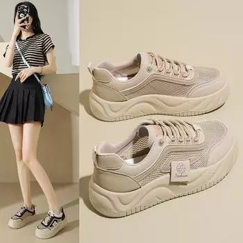 Кроссовки Student Hollow женские тонкие летние новые дышащие сетчатые кроссовки Single Mesh Board Shoes 35 чёрный