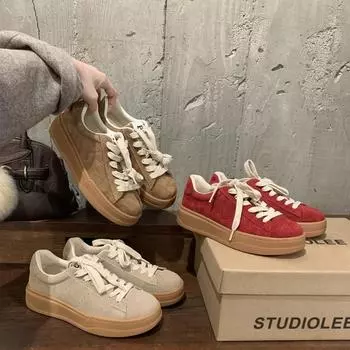Кроссовки Studiolee Retro со шнуровкой, увеличивающие рост, с низким верхом для женщин — универсальная обувь на весну и осень 35 красный