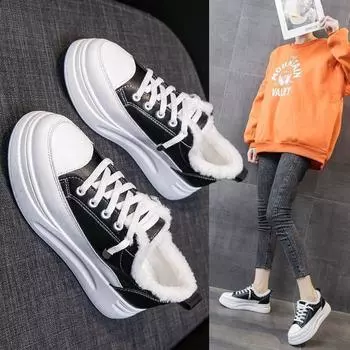 Кроссовки, туфли с флисом и утолщенные женские туфли 35 белый