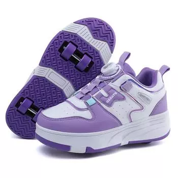 Кроссовки TUINANLE на колесах, обувь для роликовых коньков, детские спортивные ботинки на 4 роликах для мальчиков и девочек 35 розовый