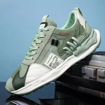 Кроссовки Удобная дышащая обувь для мужчин Повседневная спортивная обувь Четыре сезона Мокасины Трендовый дизайн Индивидуальность Шнуровка Кожа 39