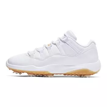 Кроссовки унисекс Air Jordan 11 Low Golf Metallic Gold белые AQ0963-102