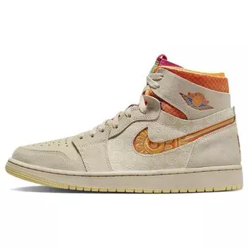 Кроссовки унисекс Air Jordan 1 High Zoom Comfort Somos Familia Tan Rattan Kumquat FB2931-288 36