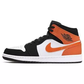 Кроссовки унисекс Air Jordan 1 Mid Shattered Backboard Оранжево-Черная Морская Звезда 554724-058