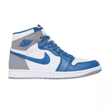 Кроссовки унисекс Air Jordan 1 Retro High OG True Blue Бело-цементно-серые DZ5485-410 42