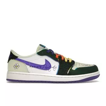 Кроссовки унисекс Air Jordan 1 Retro Low OG Doernbecher 2023 Green Gorge-Green Court-Purple FD9665-351 37.5
