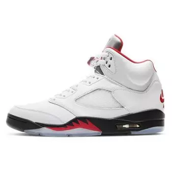 Кроссовки унисекс Air Jordan 5 Retro Белый Огненно-красный 2020 Настоящий белый Черный Металлический серебристый DA1911-102 41