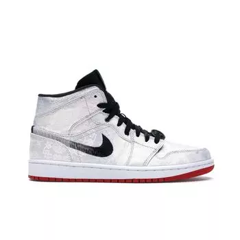 Кроссовки унисекс CLOT x Air Jordan 1 Mid Fearless Серебристый Белый Черный CU2804-100