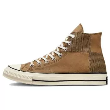 Кроссовки унисекс Converse Chuck 70 High Houndstooth Patchwork Коричневые Sand-Dune Egret A03278C 35