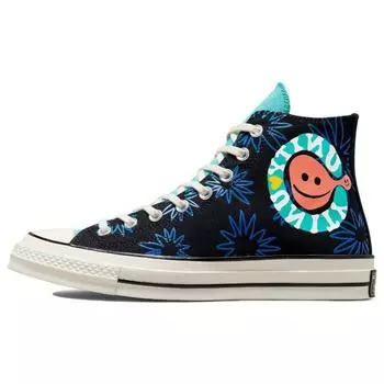 Кроссовки унисекс Converse Chuck 70 High Sunny Floral Черные, бирюзовые Game-Royal 172824C 35