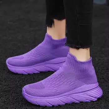 Кроссовки унисекс, модные, для пар, эластичные носки, обувь для активного отдыха, повседневные кроссовки для бега, дышащая спортивная обувь для тренировок, теннисные туфли для мужчин 35 фиолетовый