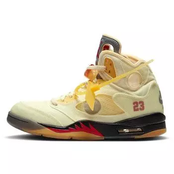 Кроссовки унисекс Off-White x Air Jordan 5 SP Sail Кремово-красный муслин DH8565-100 36