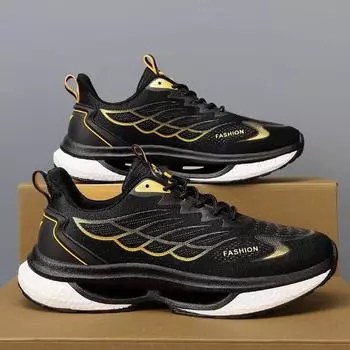 Кроссовки унисекс повседневные плоские кроссовки для ходьбы модные спортивные повседневные сетчатые туфли на шнуровке 2025 новые кроссовки для мужчин и женщин 36 чёрный