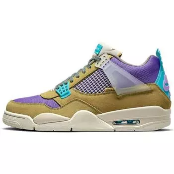 Кроссовки унисекс Union LA x Air Jordan 4 Retro Desert Moss Светло-коричневые бирюзово-синие темно-ирисовые DJ5718-300 36