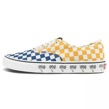 Кроссовки унисекс Vans Authentic Sidewall Palm Tree Checkerboard Синие Желтые Настоящие Белые VN0A348A40P 34.5