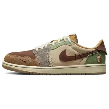 Кроссовки унисекс Zion Williamson x Air Jordan 1 Retro Low OG Voodoo Коричневый льняной муслин DZ7292-200 41