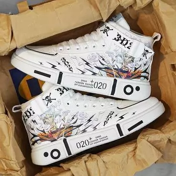 Кроссовки в стиле аниме, обувь для косплея, мужская обувь в стиле аниме, мужская повседневная обувь, кроссовки для мужчин 44 белый