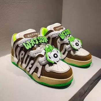 Кроссовки в стиле бисквита и пар с дышащей сеткой на толстой подошве с круглым носком, удобная и универсальная повседневная спортивная обувь 36 зелёный