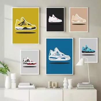 Кроссовки в стиле фанк, элитная брендовая модная обувь, настенная живопись на холсте, постеры на скандинавскую тему и принты, картинки для декора гостиной 21x30cm No Frame