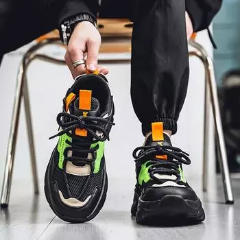 Кроссовки в стиле панк, мужские повседневные туфли в британском стиле, прогулочные кроссовки на платформе, мужские модные мужские кроссовки 39 чёрный