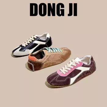 Кроссовки в стиле ретро из немецкой кожи для женщин, популярные осенью 2024 года, дышащие и универсальные, с толстой подошвой, для повседневного спорта 35 коричневый