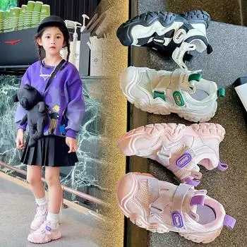 Кроссовки в стиле вестерн для мальчиков и девочек из сетчатой ткани, дышащие и носибельные, удобные, с мягкой подошвой, нескользящие, повседневные туфли-лодочки 26 чёрный