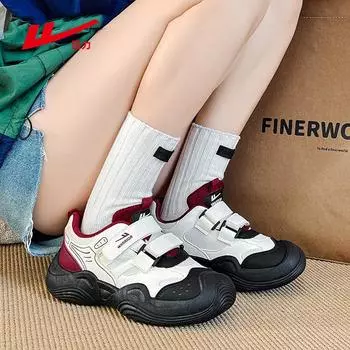 Кроссовки WARRIOR Женская обувь на платформе Повседневная обувь с липучками Дышащая походная обувь для пешего туризма 35 красный