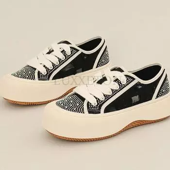 Кроссовки Water Diamond Canvas с толстой подошвой и дышащей удобной сетчатой поверхностью, модные универсальные повседневные спортивные туфли 35 чёрный