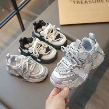 Кроссовки весна и осень новые модные детские универсальные кроссовки с мягкой подошвой кроссовки для бега для мальчиков 26