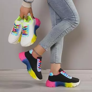 Кроссовки вулканизированные туфли размера плюс, удобные женские кроссовки для бега, стильная женская повседневная спортивная обувь на платформе с ремешком 35 чёрный