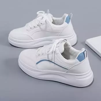 Кроссовки Женская обувь Модные белые туфли Новые студенческие белые повседневные кроссовки на платформе Легкая обувь 35