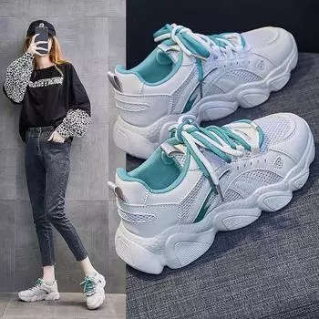 Кроссовки, женская обувь на плоской подошве, спортивная обувь с сеткой, летние дышащие кроссовки на платформе, повседневная обувь для бега, женские кроссовки для прогулок 35 зелёный