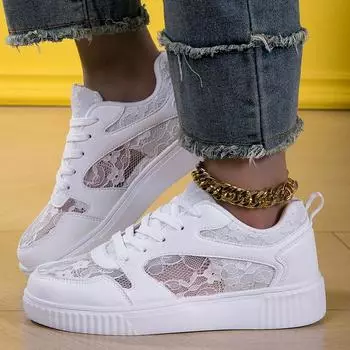 Кроссовки Женская обувь Женская спортивная обувь Кружевные белые туфли женская обувь обувь для скейтбординга 35 белый