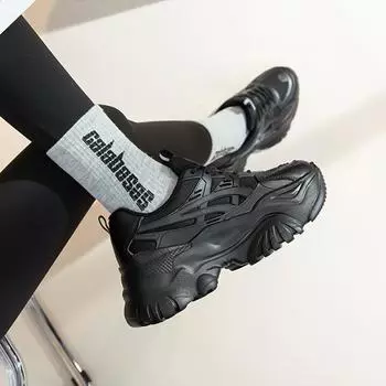 Кроссовки, женская вулканизированная обувь, новая женская черная, белая повседневная женская обувь на платформе для бега на толстой подошве Tenis Feminino 35