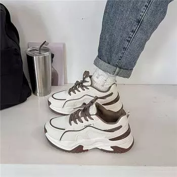 Кроссовки женские 2024 новые весенние кроссовки универсальные спортивные и для отдыха толстая подошва сетка дышащая 35 чёрный