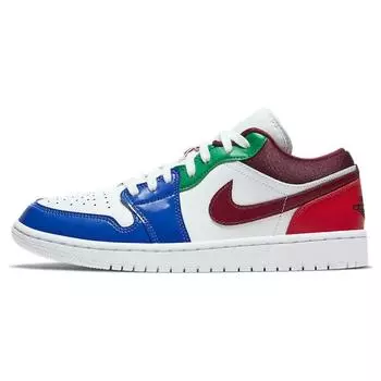 Кроссовки женские Air Jordan 1 Low SE разноцветные белые Hyper-Royal Lucky-Green DB5455-100