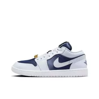 Кроссовки женские Air Jordan 1 Low SE Midnight Navy Gold Charms Blue Football-Grey White FZ8778-044 41