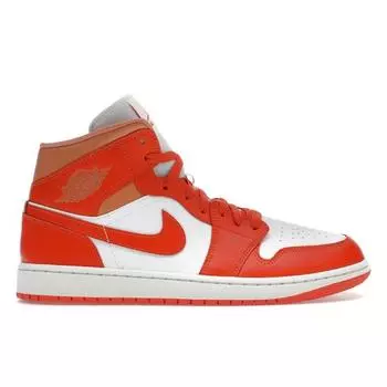 Кроссовки женские Air Jordan 1 Mid Cosmic Clay оранжевые Summit-белые янтарно-коричневые BQ6472-108 38