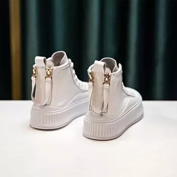 Кроссовки, женские ботинки, большие размеры 41, 42, 43, новые осенние женские туфли из натуральной кожи с круглым носком на плоской подошве, женские короткие сапоги на шнуровке 43 оранжевый