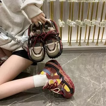 Кроссовки женские дизайнерские кроссовки модные повседневные из искусственной кожи дышащие туфли на платформе для увеличения роста 35