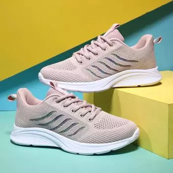 Кроссовки женские Four Seasons Ultra Light Flying Weaving Mesh дышащие удобные легкие высокоэластичные повседневные универсальные кроссовки 35