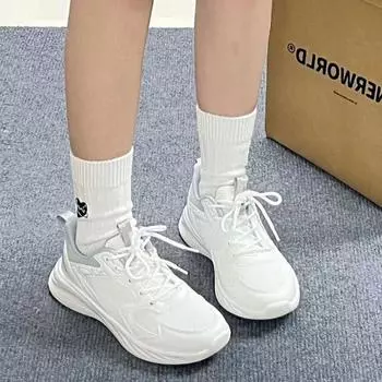 Кроссовки женские грязеотталкивающие весна-лето 2024 новые маленькие белые женские туфли амортизирующие легкие кроссовки для бега с мягкой подошвой для папы 35 белый