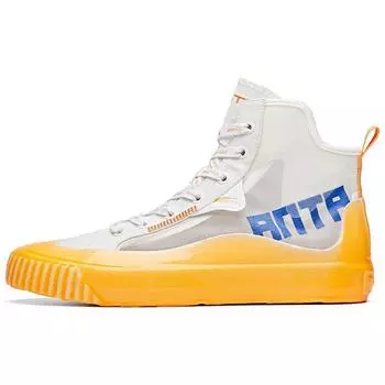 Кроссовки женские из прочного парусинового материала Anta High-Top Slip-Stick, белые, оранжевые 112028656-4 39
