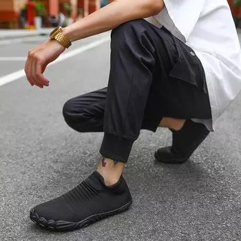 Кроссовки женские летние босиком дышащая сетка для ходьбы широкий носок плоские туфли с мягкой подошвой кроссовки для бега мужские большие размеры 36 темно-синий